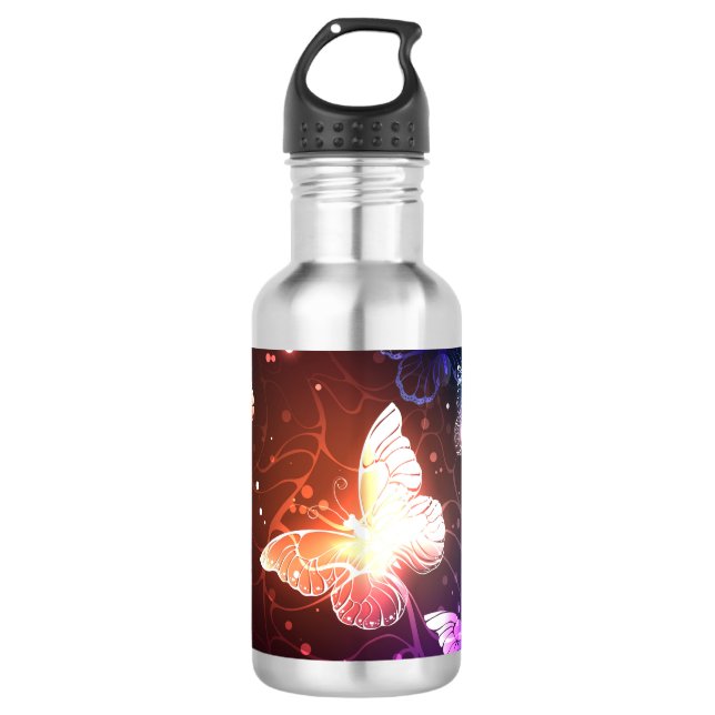 Botella De Agua Mariposas nocturnas brillantes (Anverso)