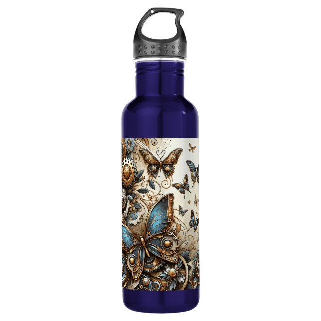 Botella De Agua Mariposas Vintage Steampunk (Anverso)