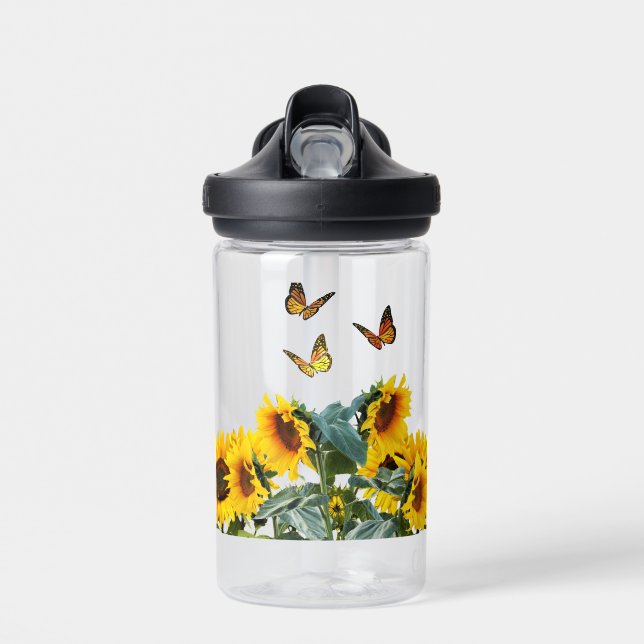 Botella De Agua Mariposas y girasoles (Delante)