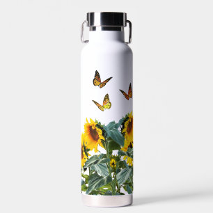Botella De Agua  Mariposas y Girasoles 
