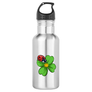 Botella De Agua Mariquitas y Hojas Verdes Ilustración de la Natura