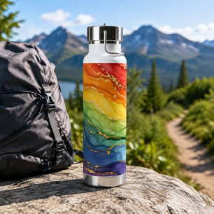 Botella De Agua Mármol Arcoíris LGBTQ