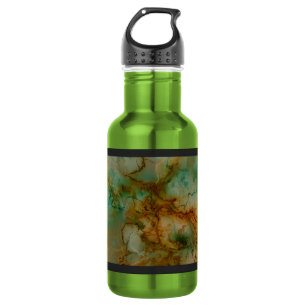 Botella De Agua Mármol verde y dorado