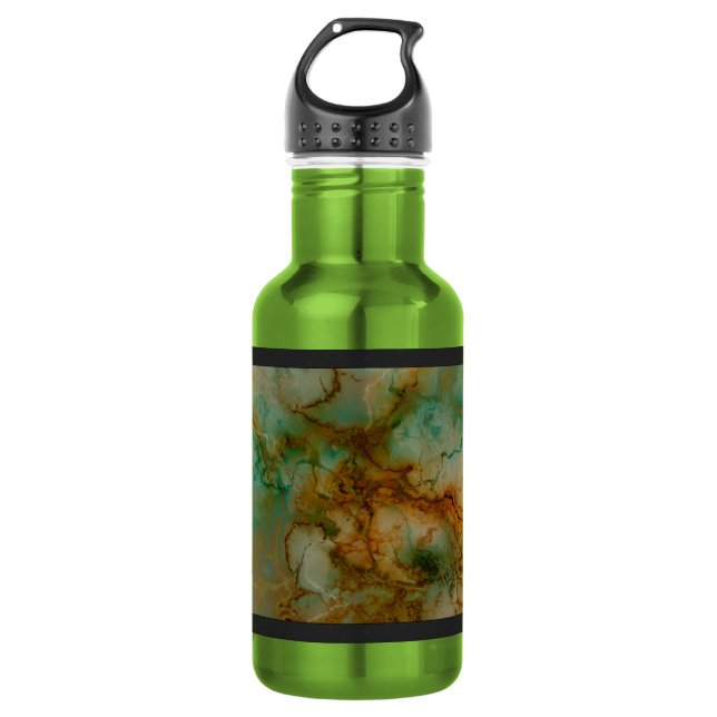 Botella De Agua Mármol verde y dorado (Anverso)