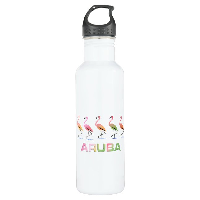 Botella De Agua Marzo de los flamencos tropicales ARUBA (Anverso)