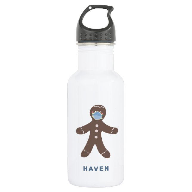 Botella De Agua Máscara Cuta Gingerbread Hombre Niños Personalizad (Anverso)