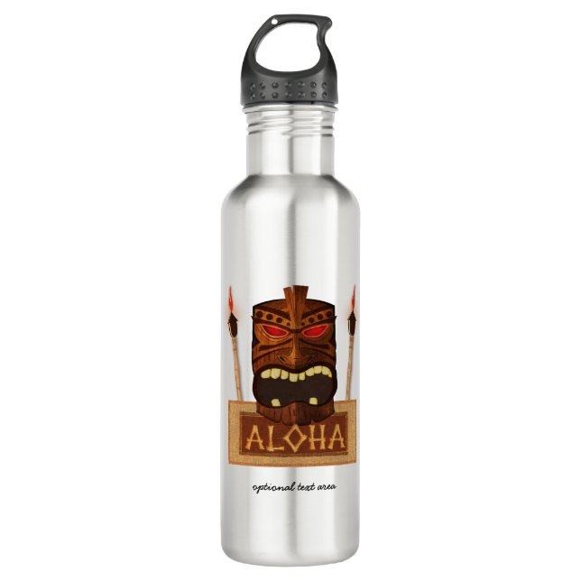 Botella De Agua Máscara Tiki Aloha Arte Hawái Verano Tropical (Anverso)