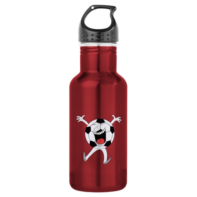 Botella De Agua Mascota de Balón de Fútbol Sonriente (Anverso)