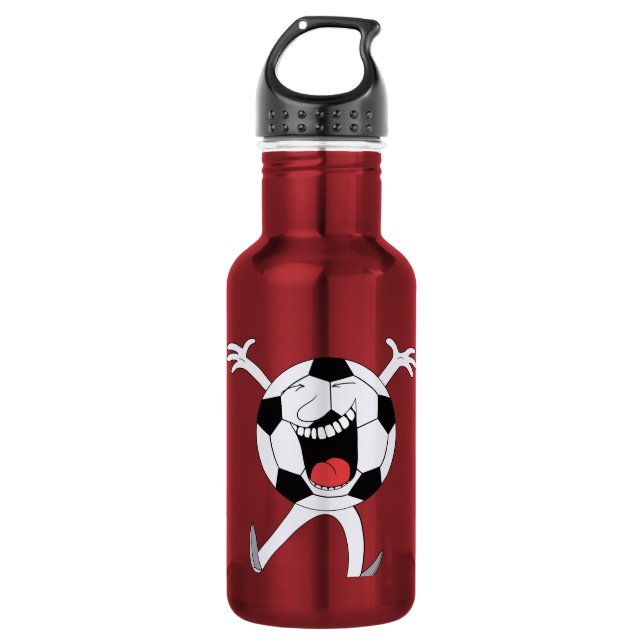 Botella De Agua Mascota de Balón de Fútbol Sonriente (Anverso)