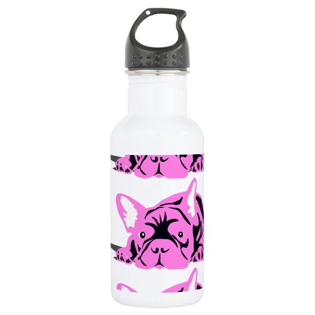 Botella De Agua Mascota de Bulldog francés rosa (Anverso)