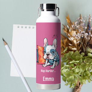 Botella De Agua Mascota de perro francés lindo, animal vestido, Di