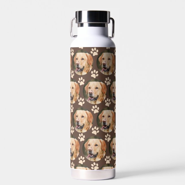 Botella De Agua Mascota personalizado Patrón de foto Perro Marrón (Delantero)