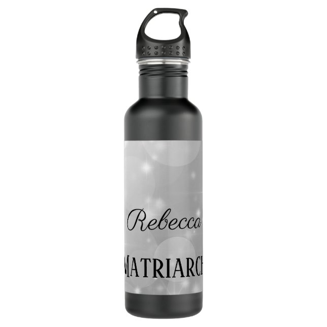 Botella De Agua Matriarata personalizada de tinta plateada (Anverso)