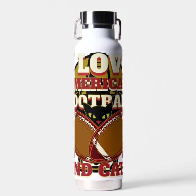 BOTELLA DE AGUA ME ENCANTA EL FÚTBOL Y LOS GATOS ESTADOUNIDENSES (Delantero)