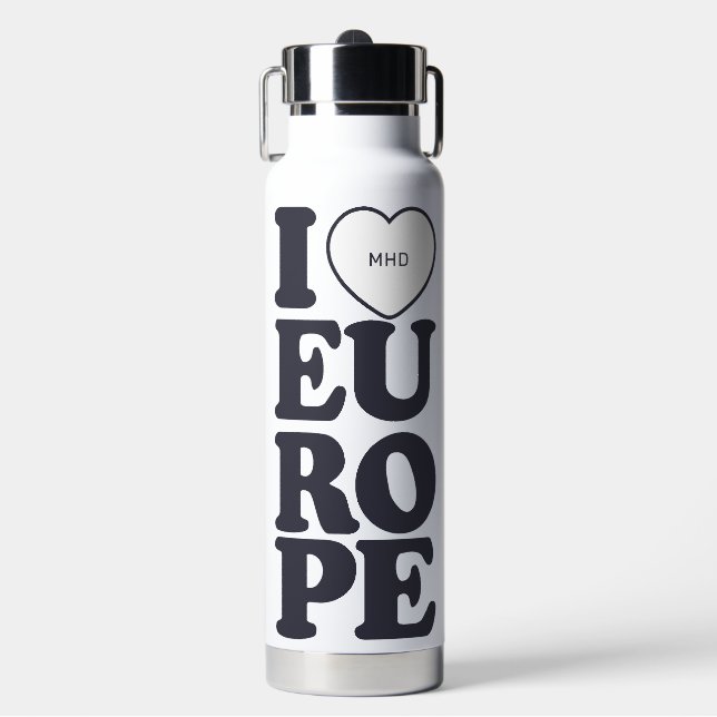 Botella De Agua ME ENCANTA EUROPA personalizado monograma (Frente)