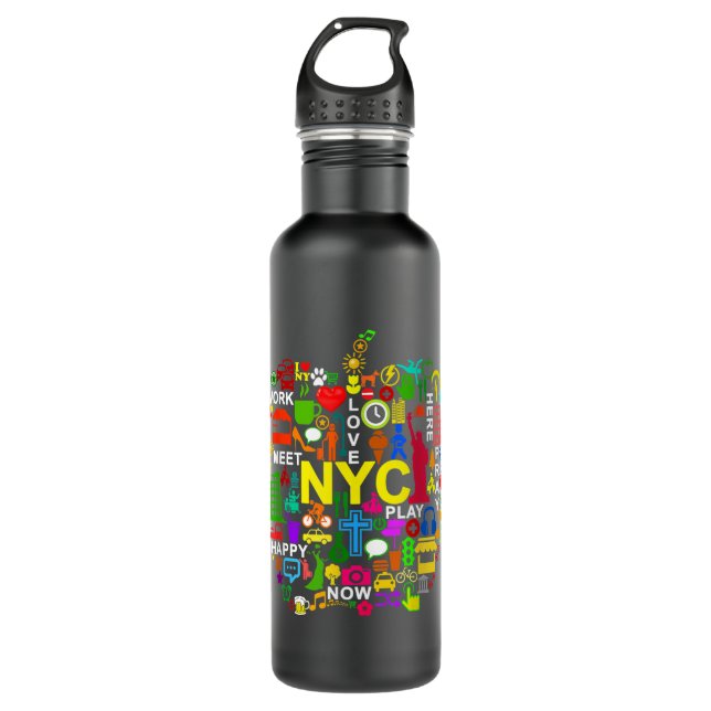 BOTELLA DE AGUA ME ENCANTA LA GRAN MANZANA DE NUEVA YORK (Anverso)