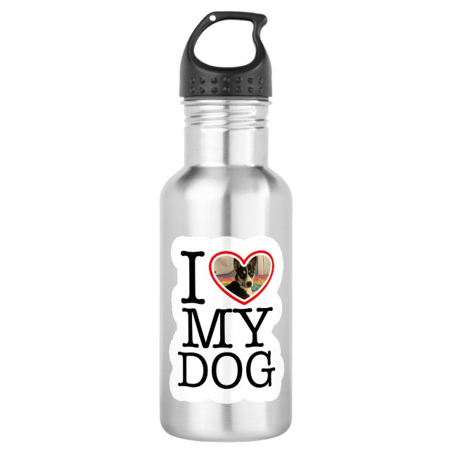 Botella De Agua Me Encanta Mi Perro Personalizado (Anverso)