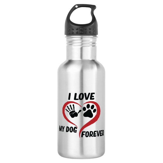 Botella De Agua Me encanta mi perro tirando almohada (Anverso)