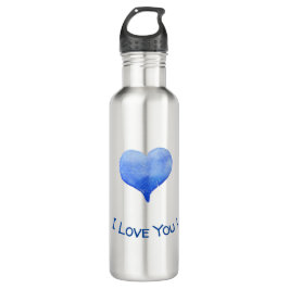 Botella De Agua Me Encanta Tu Corazón Azul Cute Valentine