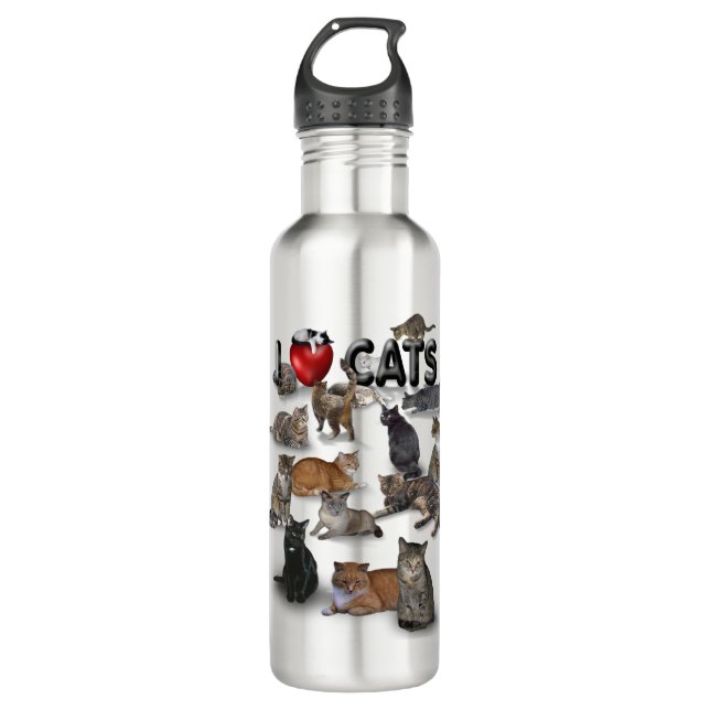 Botella De Agua Me encantan los gatos (Anverso)