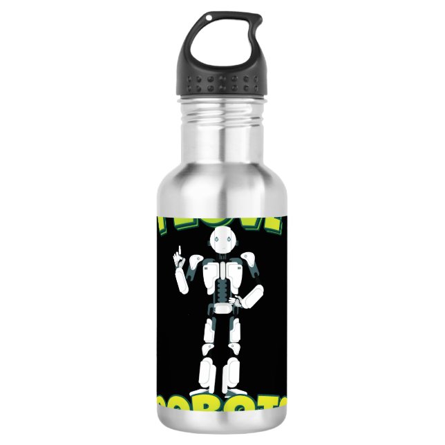 Botella De Agua Me encantan los robots robóticos (Anverso)