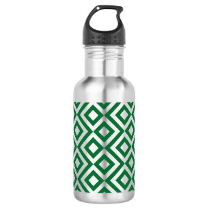 Botella De Agua Meander verde y plateado