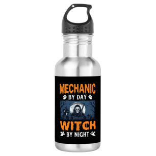 Botella De Agua Mecánico de Halloween de Día Bruja de Noche