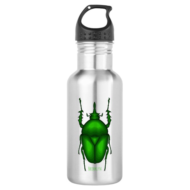 Botella De Agua Mecynorhina torquata bug cartoon illustration  (Anverso)