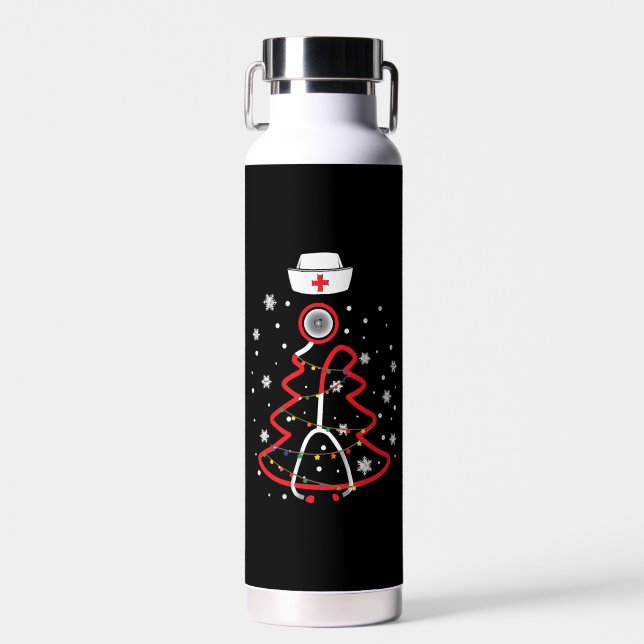 Botella De Agua Médico RN NUrse, Feliz Navidad (Delantero)