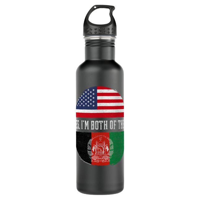 Botella De Agua Medio americano mitad afgano bandera de EEUU en Af (Anverso)