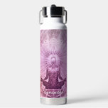 Botella De Agua Meditación Zen Purple Personalizada<br><div class="desc">Símbolo de meditación espiritual botella de agua personalizada púrpura.</div>