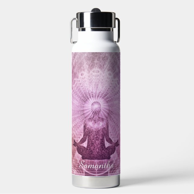 Botella De Agua Meditación Zen Purple Personalizada (Frente)