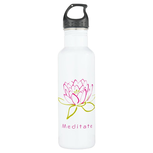 Botella De Agua Meditar. Ilustracion Lotus Flower / Water Lily (Anverso)