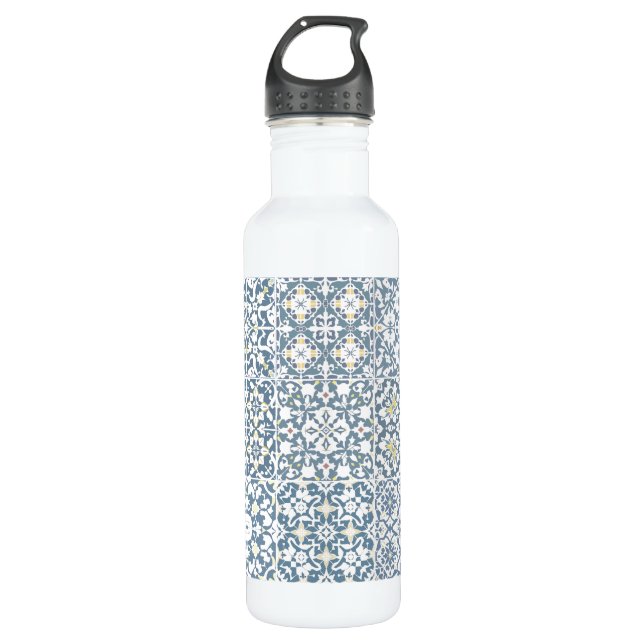 Botella De Agua Mediterranean Tiles, Moroccan, Majolica, Azulejo (Anverso)