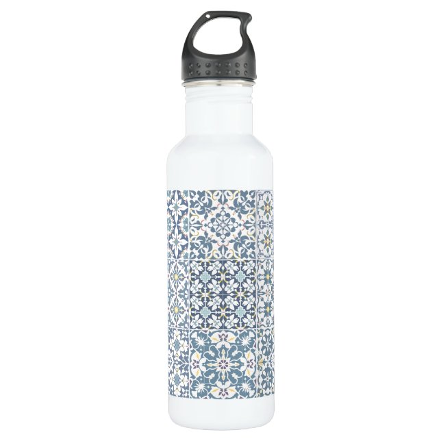 Botella De Agua Mediterranean Tiles, Moroccan, Majolica, Azulejo (Anverso)