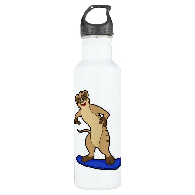 Botella De Agua Meerkat como snowboard (Anverso)
