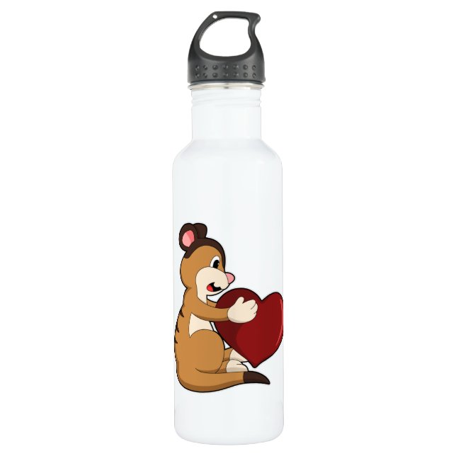 Botella De Agua Meerkat con corazón (Anverso)