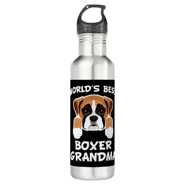 Botella De Agua Mejor Abuelo de Perro Abuelo Boxer (Anverso)