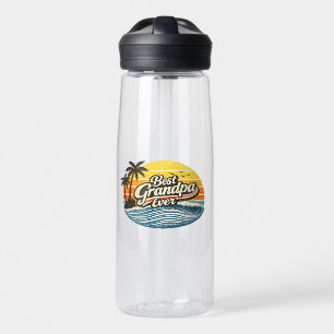 Botella De Agua Mejor Abuelo Retro Diseño Atardecer
