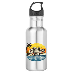 Botella De Agua Mejor Abuelo Retro Diseño Atardecer
