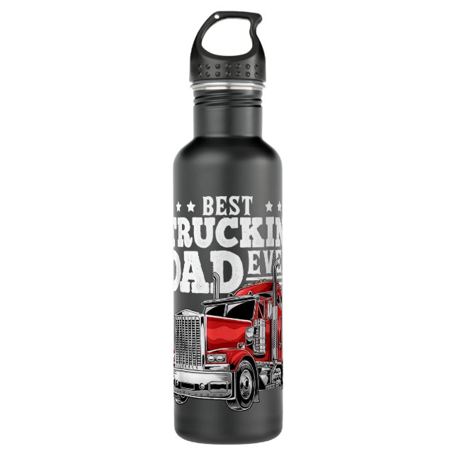 Botella De Agua Mejor Día del Padre de Camionero de Camión Grande  (Anverso)