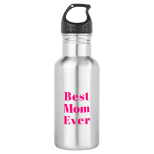 Botella De Agua Mejor mamá alguna vez fuchsia rosa caliente tipogr