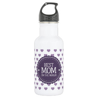 Botella De Agua Mejor mamá en el mundo de los corazones y el círcu
