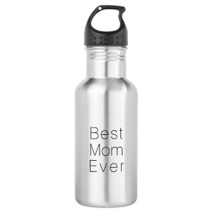 Botella De Agua Mejor Mamá Nunca Texto minimalista Negro Moderado