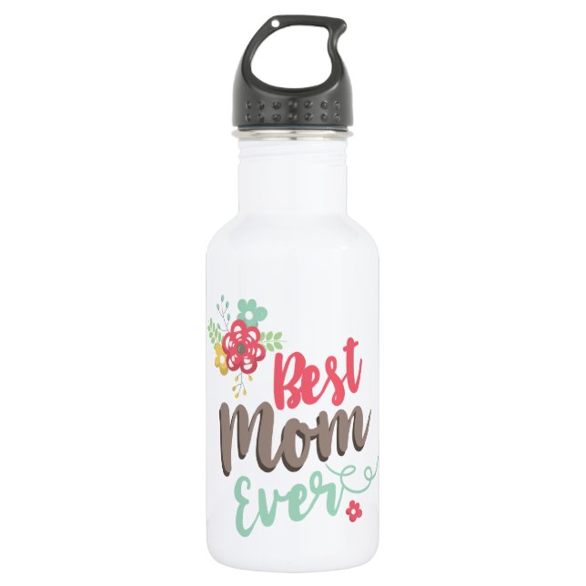 Botella De Agua Mejor Mamá Siempre Floral (Anverso)