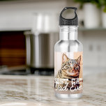 Botella De Agua Mejor Mascota de papá de gato moderno en la histor<br><div class="desc">Este diseño simple y clásico se compone de tipografía de la serif y agrega una foto personalizado</div>