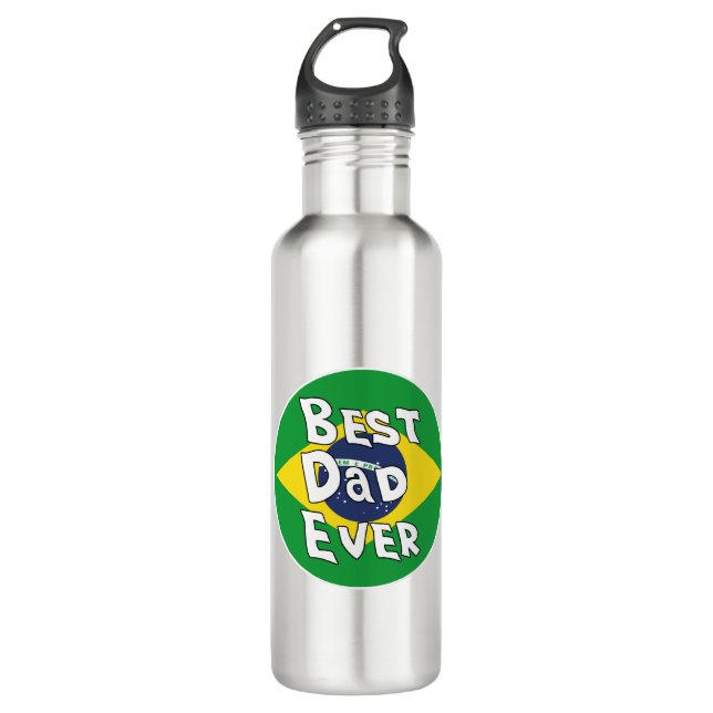 Botella De Agua Mejor Papa jamás Bandera de Brasil (Anverso)