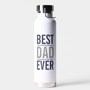 Botella De Agua Mejor Papá Nunca   Azul marino moderno