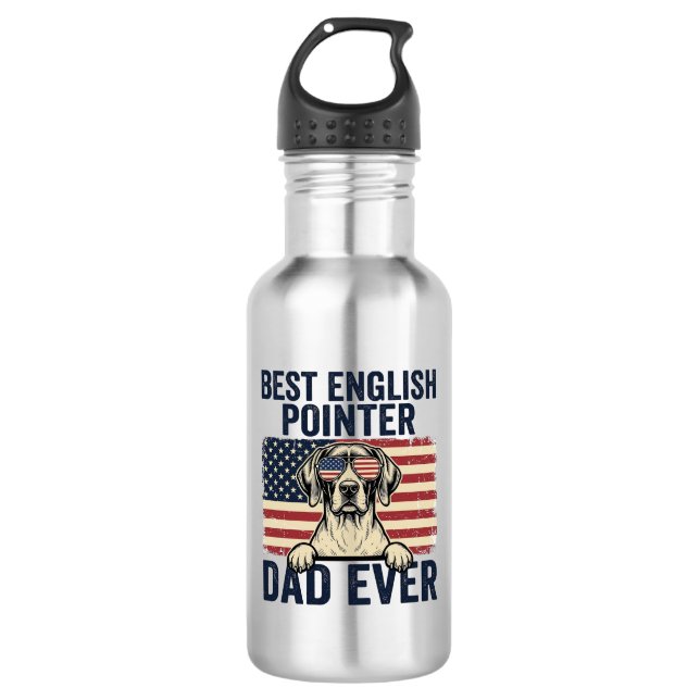 Botella De Agua Mejor papá Pointer inglés patriota perrito (Anverso)