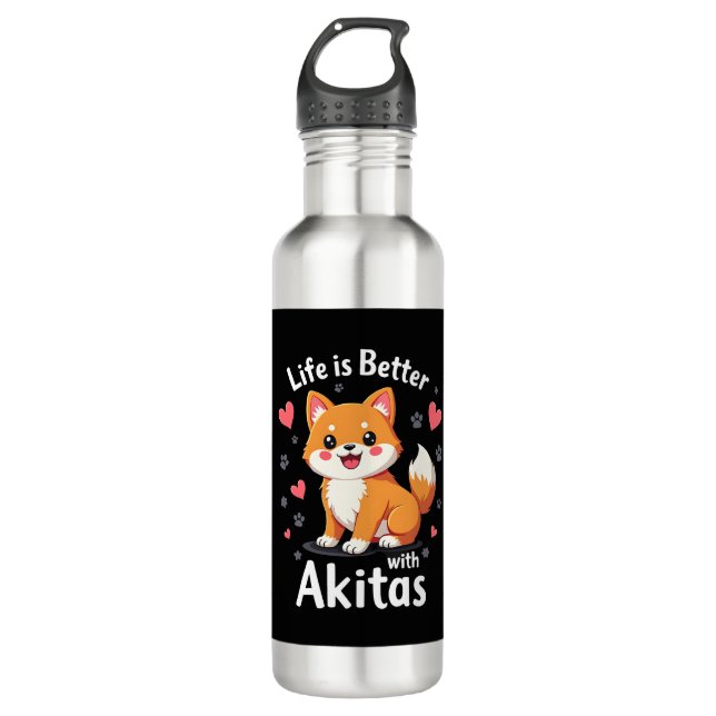 Botella De Agua Mejor vida con Akita Tank Top (Anverso)